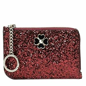 🆕️Kate Spade Pink Glitter L-Zip Cardholder Wallet